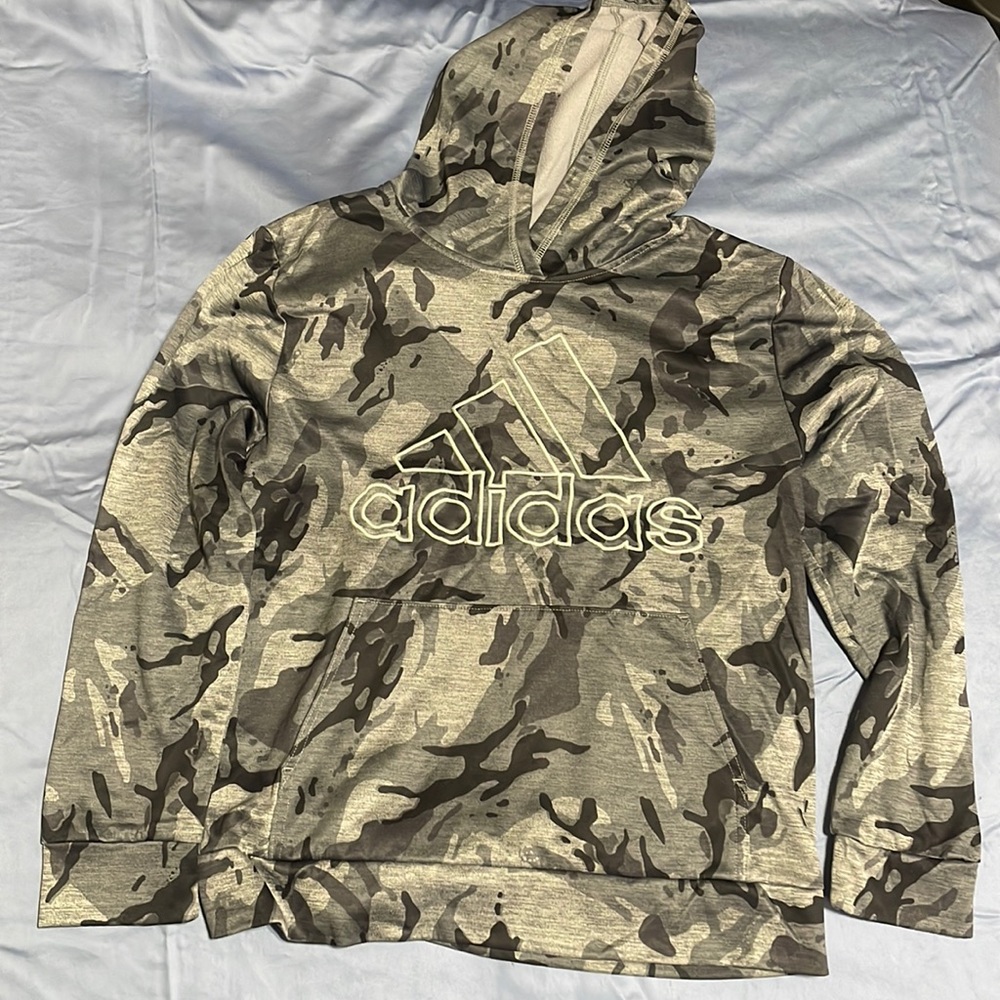 Adidas gray camouflage decal hoodie